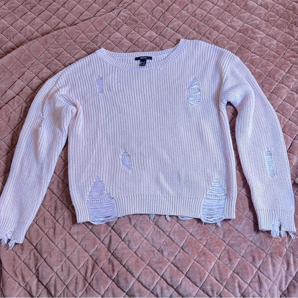 Pink distressed forever 21 sweater